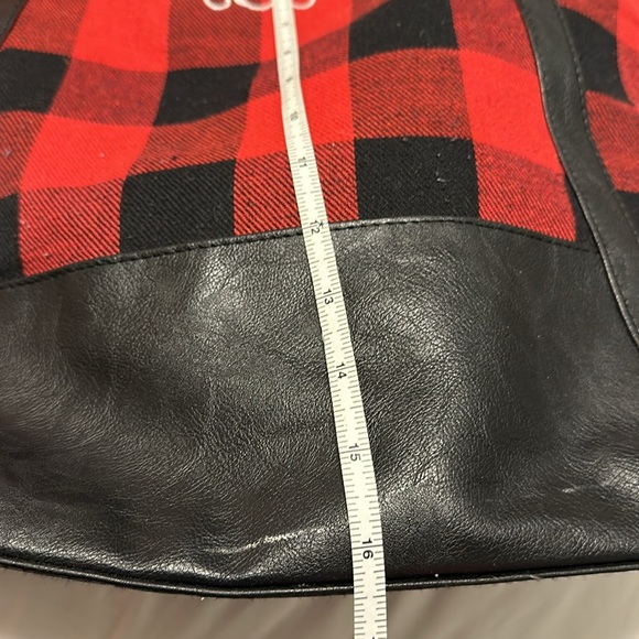 Marley monogrammed KJJ buffalo plaid tote bag with makeup bag inside. - Picture 7 of 8